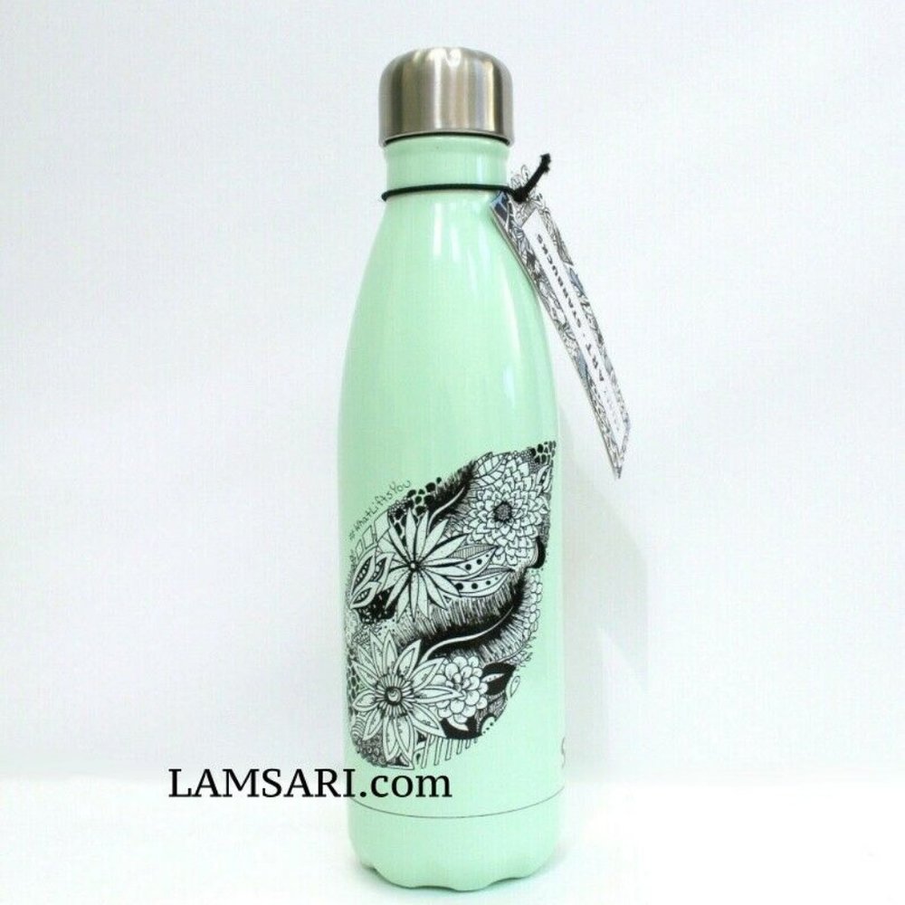 Starbucks S'well Kelsey Montague Green Mermaid Art Stainless Steel Water Bottle
